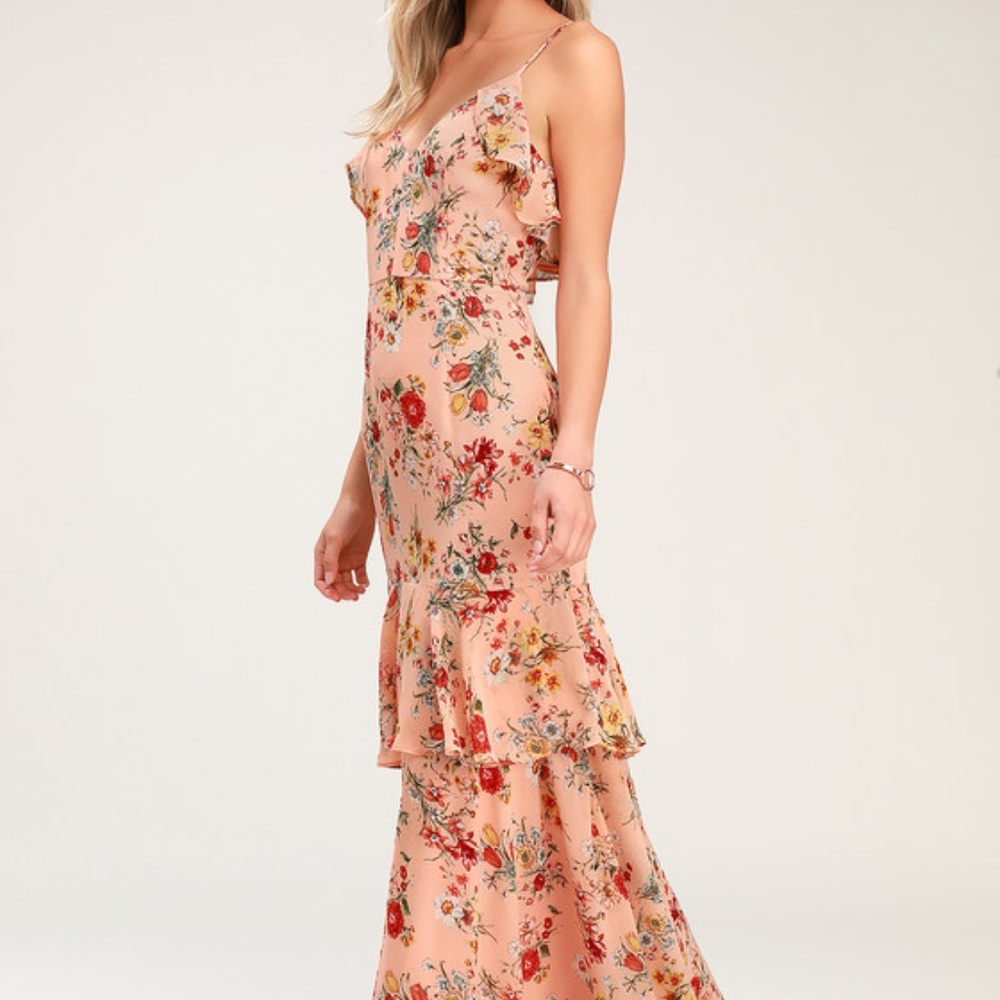 Gabriella Blush Pink Floral Print High-Low Dress - Picture 2 of 3